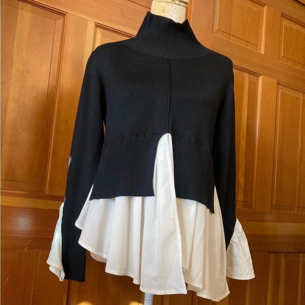 Couture Two Tone Ruffle Hem Sweater - Picture 16 of 16